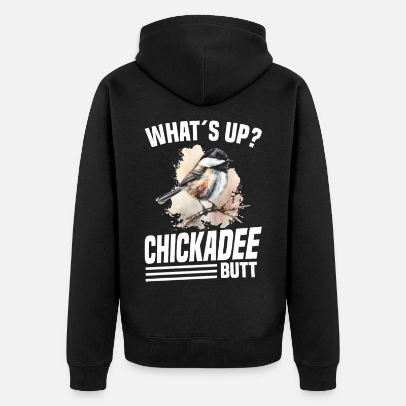  Chickadee Birder Chickadee Plush Birdwatching - Unisex Premium Organic Zip Hoodie - black