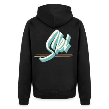 Ski - Unisex Premium Organic Zip Hoodie - black - Back - Nico (187cm)