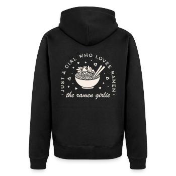 Ramen-Liebhaber, Mädchen, japanisches Essen – lustige Zitate - Unisex Premium Bio Zip Hoodie - Schwarz - Hinten - Nico (187cm)