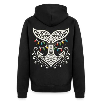 Nageoire de baleine de Noël maritime avec ancre - Veste à capuche bio Premium Unisexe - noir - Dos - Nico (187cm)