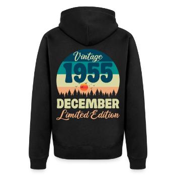 70. Geburtstag 70 Jahre Dezember 1955 Geschenkidee - Unisex Premium Bio Zip Hoodie - Schwarz - Hinten - Nico (187cm)