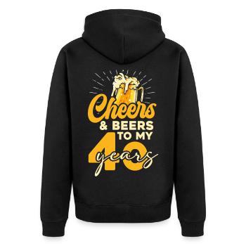 40 years of Cheers and Beers - Unisex Premium Organic Zip Hoodie - black - Back - Nico (187cm)