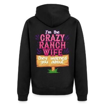 Ehefrau eines Bauern Mutter - Unisex Premium Bio Zip Hoodie - Schwarz - Hinten - Nico (187cm)