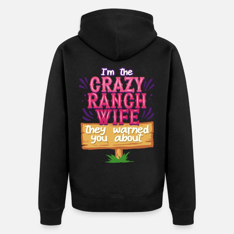 Ehefrau eines Bauern Mutter - Unisex Premium Bio Zip Hoodie - Schwarz