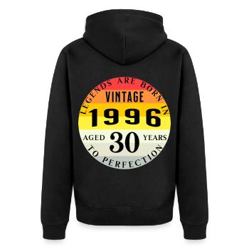 30. Geburtstag 1996 - Unisex Premium Bio Zip Hoodie - Schwarz - Hinten - Nico (187cm)