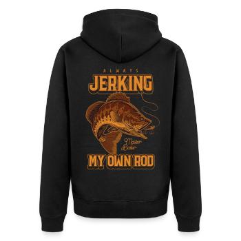 Always Jerking My Rod Funny Fishing - Unisex Premium Organic Zip Hoodie - black - Back - Nico (187cm)