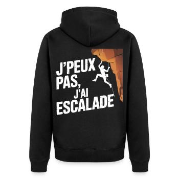 I can't I climbed - Unisex Premium Organic Zip Hoodie - black - Back - Nico (187cm)