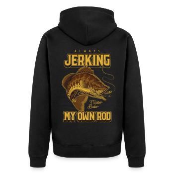 Always Jerking My Rod Funny Fishing - Unisex Premium Organic Zip Hoodie - black - Back - Nico (187cm)
