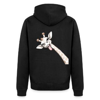 Fröhliche Giraffenzungen-Ausbreitung - Unisex Premium Bio Zip Hoodie - Schwarz - Hinten - Nico (187cm)