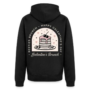 Galentines beste Freundinnen, Mädchen, Brunchparty-Matching - Unisex Premium Bio Zip Hoodie - Schwarz - Hinten - Nico (187cm)