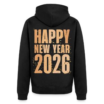 Bonne année 2026 - Veste à capuche bio Premium Unisexe - noir - Dos - Nico (187cm)