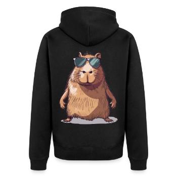 Comic de capybara décontracté avec lunettes de soleil - Veste à capuche bio Premium Unisexe - noir - Dos - Nico (187cm)