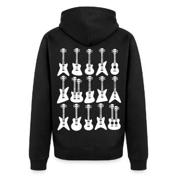 Cartoon Guitar Silhouettes - Unisex Premium Organic Zip Hoodie - black - Back - Nico (187cm)