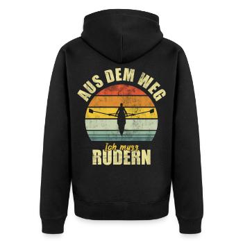 Rameur, rameur, rame, drôle, dire drôle Vintage - Veste à capuche bio Premium Unisexe - noir - Dos - Nico (187cm)