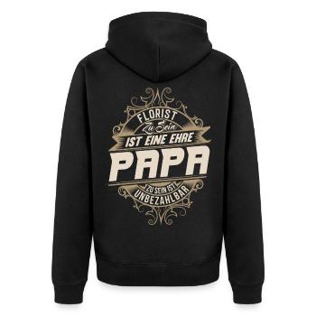 Florist Papa - Unisex Premium Bio Zip Hoodie - Schwarz - Hinten - Nico (187cm)