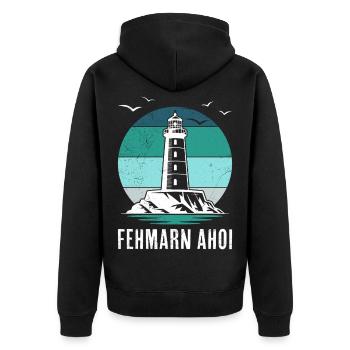 Baltic Sea FEHMARN AHOI Phare Rétro Drôle - Veste à capuche bio Premium Unisexe - noir - Dos - Nico (187cm)