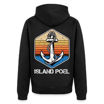 Ostsee Urlaub INSEL POEL Souvenier Lustig - Unisex Premium Bio Zip Hoodie - Schwarz - Hinten - Nico (187cm)