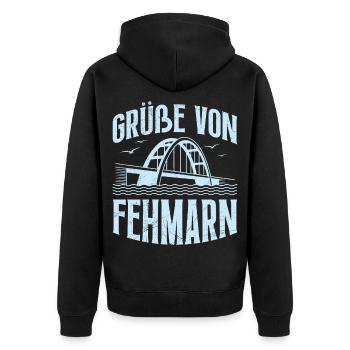 Salutations de vacances en mer Baltique de la part de Fehmarn Fun - Veste à capuche bio Premium Unisexe - noir - Dos - Nico (187cm)