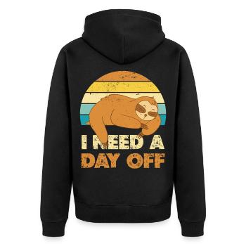 Sleeping Sloth Holiday Day - Unisex Premium Organic Zip Hoodie - black - Back - Nico (187cm)