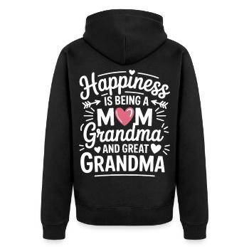 Family joy: Mom, Grandma, Grandmother - Unisex Premium Organic Zip Hoodie - black - Back - Nico (187cm)
