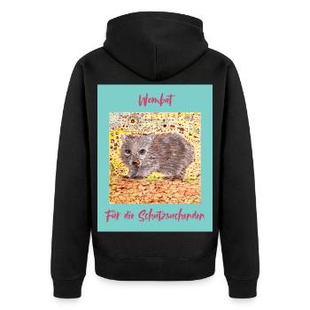 Wombat Shelter Seeker Illustration - Unisex Premium Organic Zip Hoodie - black - Back - Nico (187cm)