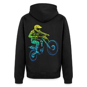 Motocross, Motocrossfahrer, Dirt Bike, Dirt Biker - Unisex Premium Bio Zip Hoodie - Schwarz - Hinten - Nico (187cm)