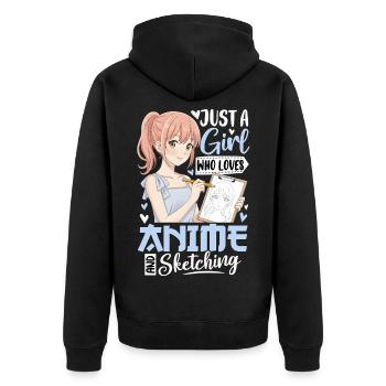 Juste une fille qui aime l’anime et le dessin - Veste à capuche bio Premium Unisexe - noir - Dos - Nico (187cm)