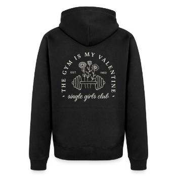 Citations drôles de fille de sport célibataire pour la Saint-Valentin - Veste à capuche bio Premium Unisexe - noir - Dos - Nico (187cm)