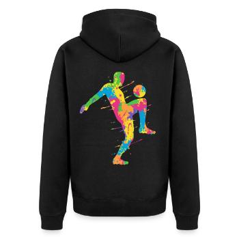 Soccer colorful Soccer Men Kids Soccer - Unisex Premium Organic Zip Hoodie - black - Back - Nico (187cm)