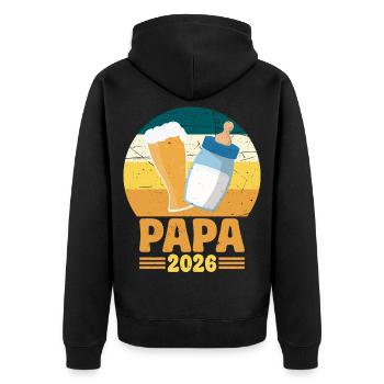Papa 2026 Futur Papa Annonce de Bébé Futur Père - Veste à capuche bio Premium Unisexe - noir - Dos - Nico (187cm)