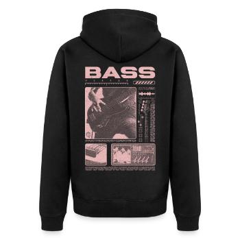 Bassgitarrenliebhaber Bassist Streetwear - Unisex Premium Bio Zip Hoodie - Schwarz - Hinten - Nico (187cm)