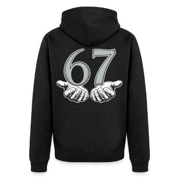 Drôle 67 Meme Mains Gen Alpha Humour - Veste à capuche bio Premium Unisexe - noir - Dos - Nico (187cm)