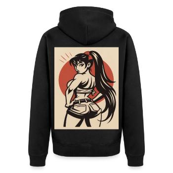 Pin-up d’une combattante - Veste à capuche bio Premium Unisexe - noir - Dos - Nico (187cm)