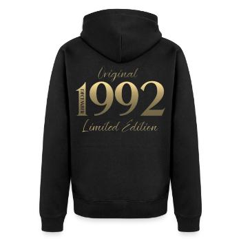 33e anniversaire Original Décembre Né en 1992 - Veste à capuche bio Premium Unisexe - noir - Dos - Nico (187cm)