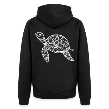 Boho turtle with pattern shell - Unisex Premium Organic Zip Hoodie - black - Back - Nico (187cm)