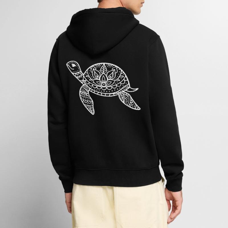 Boho turtle with pattern shell Unisex Premium Organic Zip Hoodie