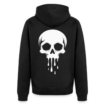 Totenkopf Halloween Grusel Melting Skull - Unisex Premium Bio Zip Hoodie - Schwarz - Hinten - Nico (187cm)