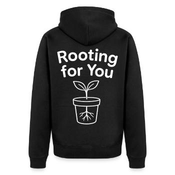 Rooting For You Pflanze Humor - Unisex Premium Bio Zip Hoodie - Schwarz - Hinten - Nico (187cm)