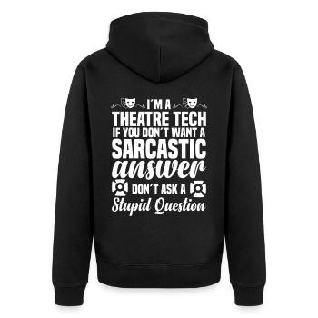 Technicien théâtral geek de théâtre de scène - Veste à capuche bio Premium Unisexe - noir - Dos - Nico (187cm)
