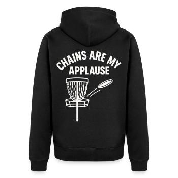 Ketten Sind Mein Applaus Discgolf - Unisex Premium Bio Zip Hoodie - Schwarz - Hinten - Nico (187cm)