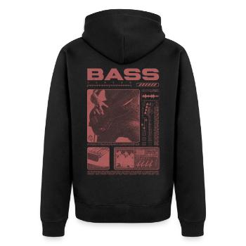 Bassgitarrenliebhaber Bassist Streetwear - Unisex Premium Bio Zip Hoodie - Schwarz - Hinten - Nico (187cm)