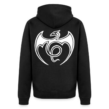 Flying White Dragon - Unisex Premium Organic Zip Hoodie - black - Back - Nico (187cm)
