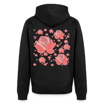 Rain of Roses - Unisex Premium Organic Zip Hoodie - black - Back - Nico (187cm)