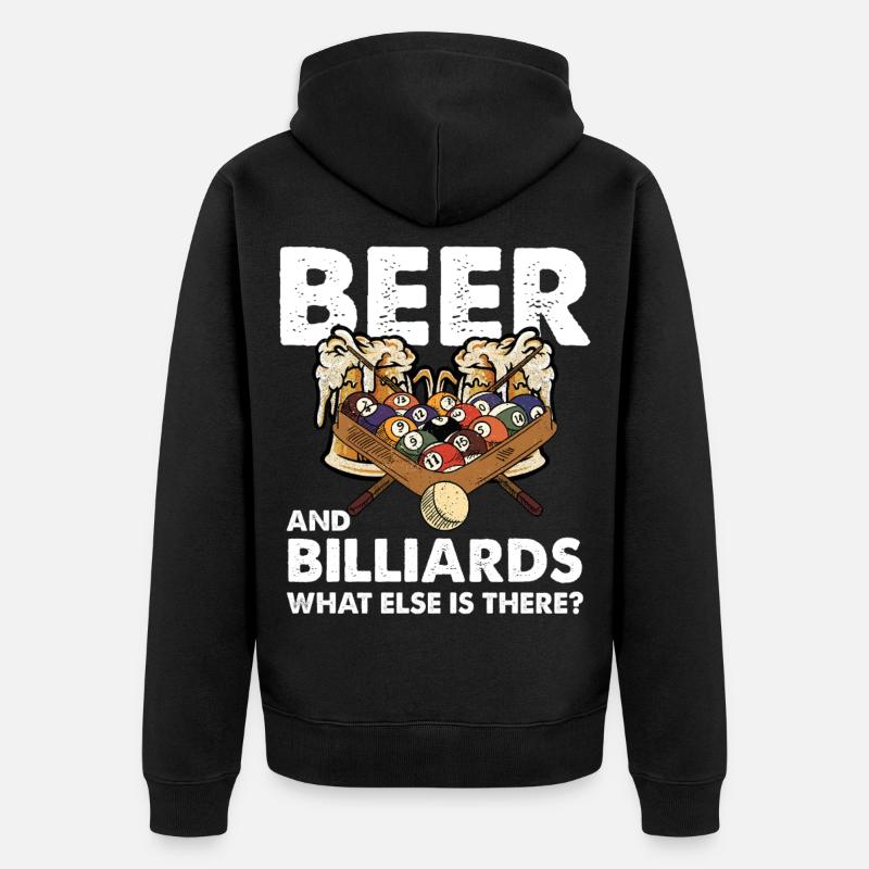 Bière et billard – soirée jeux - Veste à capuche bio Premium Unisexe - noir