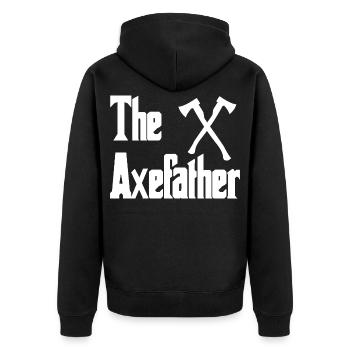 Logo de croix Axefather avec haches - Veste à capuche bio Premium Unisexe - noir - Dos - Nico (187cm)