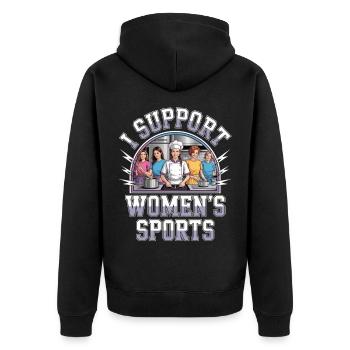 Je soutiens le bootleg inportable du sport féminin - Veste à capuche bio Premium Unisexe - noir - Dos - Nico (187cm)