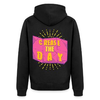 Origami Crease The Day - Unisex Premium Organic Zip Hoodie - black - Back - Nico (187cm)