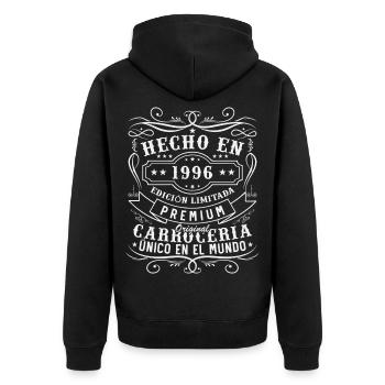 Cadeau d’anniversaire vintage fabriqué en 1996 - Veste à capuche bio Premium Unisexe - noir - Dos - Nico (187cm)