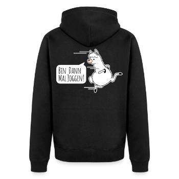Rapide comme un lama ! Un lama est-il rapide ? - Veste à capuche bio Premium Unisexe - noir - Dos - Nico (187cm)