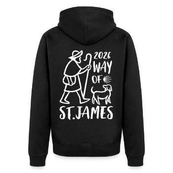 Buen Camino 2026 | The Camino de Santiago The journey is the goal - Unisex Premium Organic Zip Hoodie - black - Back - Nico (187cm)